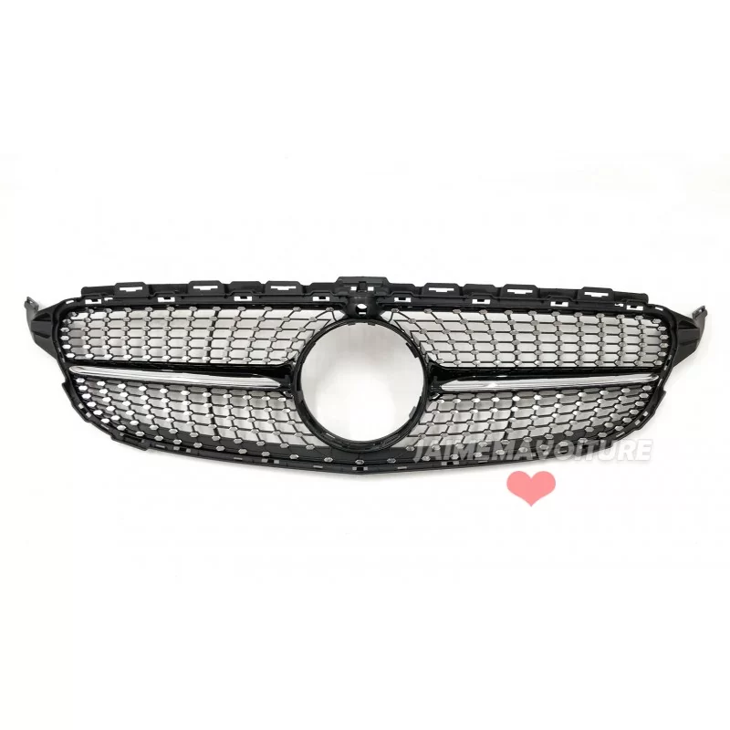 Calandre diamant pour Mercedes Classe C W205 avec trou caméra Calandre diamant pour Mercedes Classe C W205 avec trou caméra