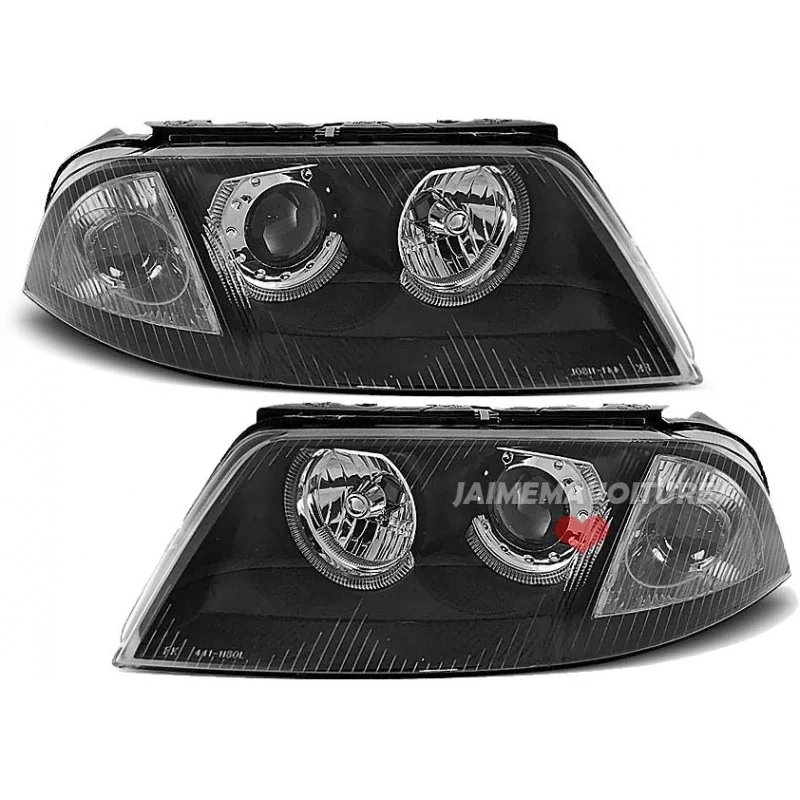 Phares avants angel eyes pour VW Passat 3BG Noir