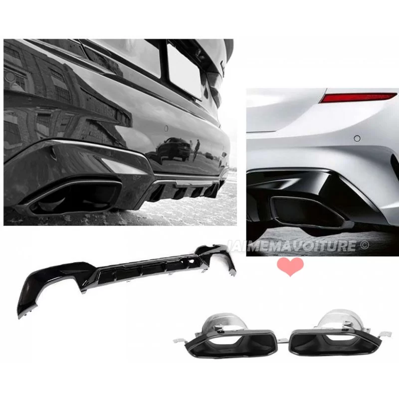 Diffuser kit+ sill+spoiler+varnished black blade for BMW 3 Series G20 Pack M