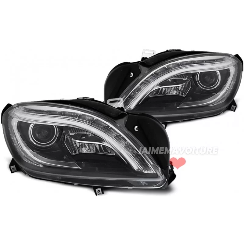 Tube led headlights for Mercedes ML W164 - Black