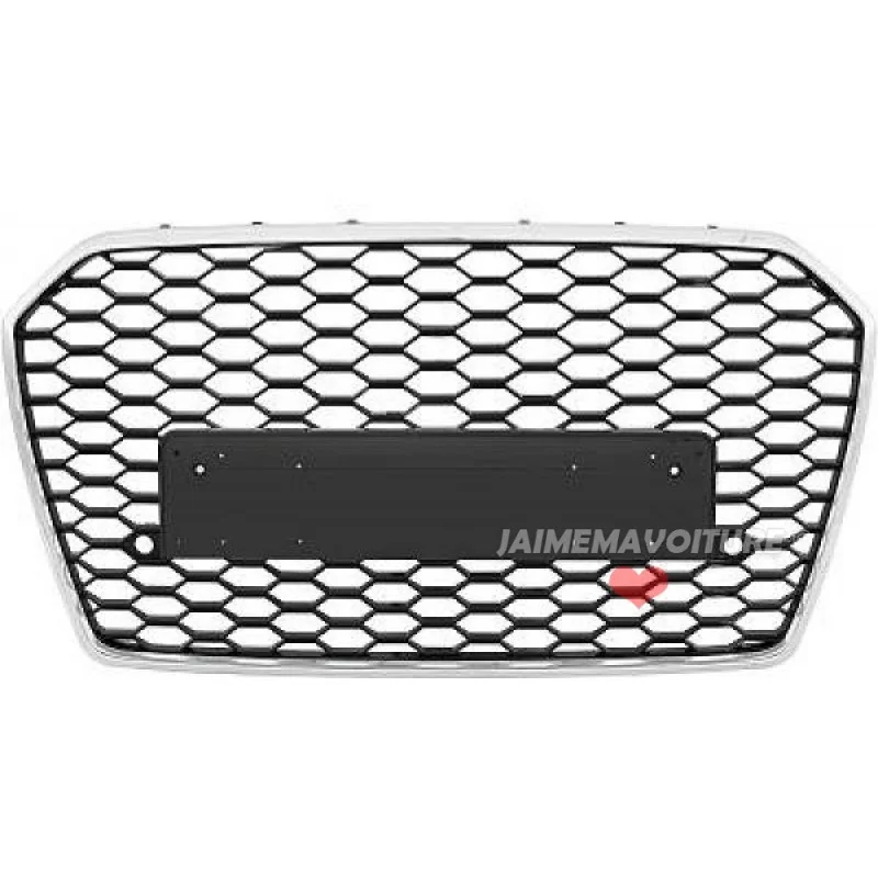 Grid grille look for Audi A6 RS6 2015 - 2018 Black Chrome