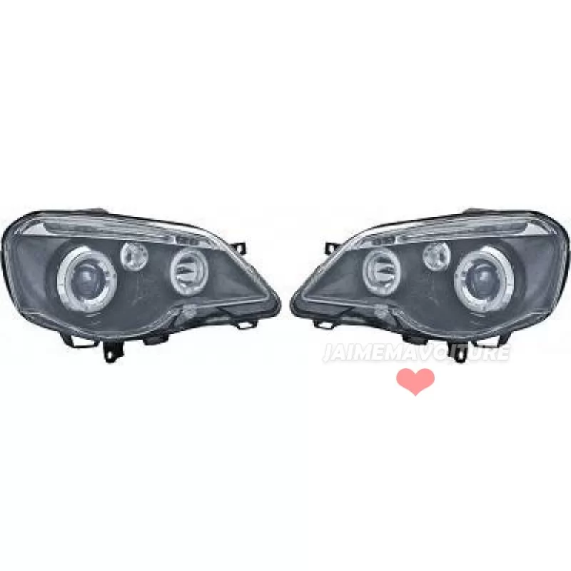 Phares Avant Angel Eyes Volkswagen Polo 9N3 04.05-09 Noir