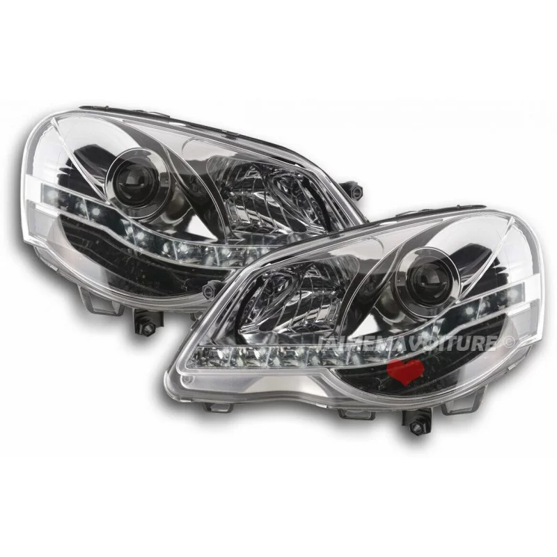 VW Polo 9N3 Phares avant led tuning chrome