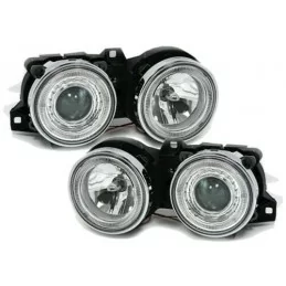 Phares avants pour BMW E30 Angel eyes chrome