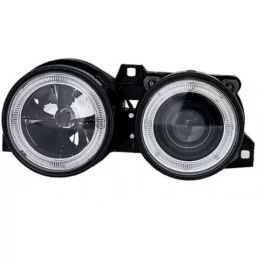 Phares avants pour BMW E30 Angel eyes noir