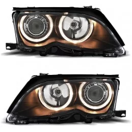 Angel eyes koplampen voor BMW E46 Sedan fase 2 zwart