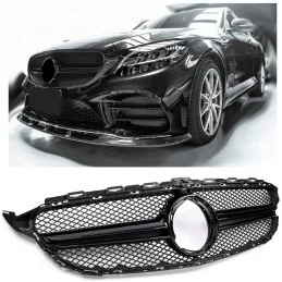 KÜHLERGRILL KOMPATIBEL MIT MERCEDES-BENZ C-KLASSE W205 FACELIFT SCHWARZ MIT  CHROM