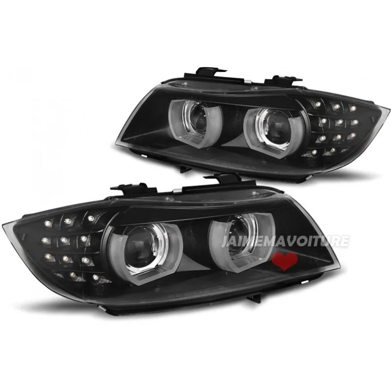 Frontal de faros angel eyes para BMW E90 + E91 Sonar negro