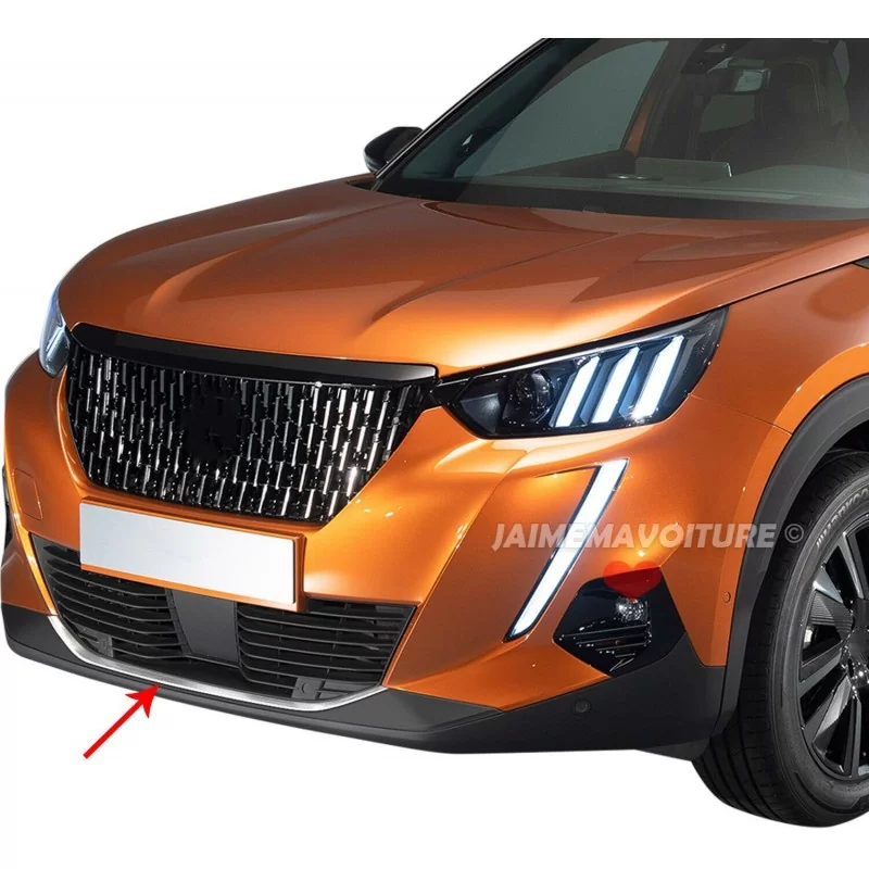 Baguette chrome alu pour parechoc avant Peugeot 2008 II 2019-2023