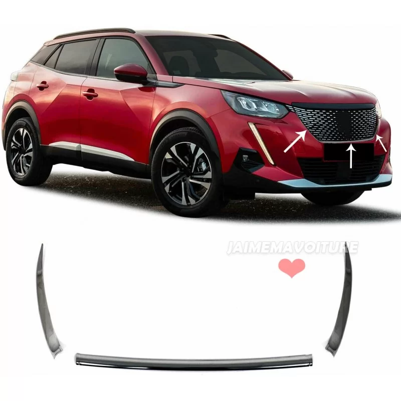 Chrom-Alu-Kühlergrill hinzufügen Peugeot 2008 II 2019 2020 2021 2022 2023