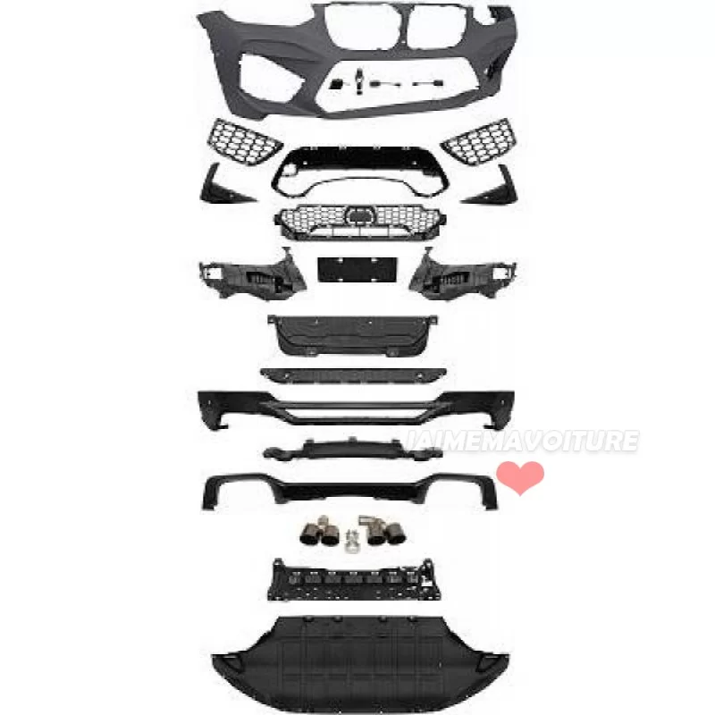 Kit paraurti anteriore e diffusore di scarico per BMW X4 G02 2018-2023