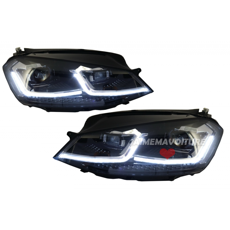 Front headlights led U for VW Golf 7 - Chrome line