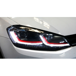 Phare avant led xénon pour VW Golf 7 look Golf 7.5 GTI Lisseret Rouge