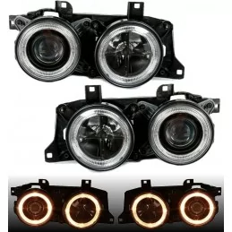 Phares avants Angel eyes pour BMW E34 E32 Noir