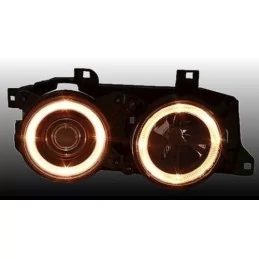 Phares avants Angel eyes pour BMW E34 E32 Noir