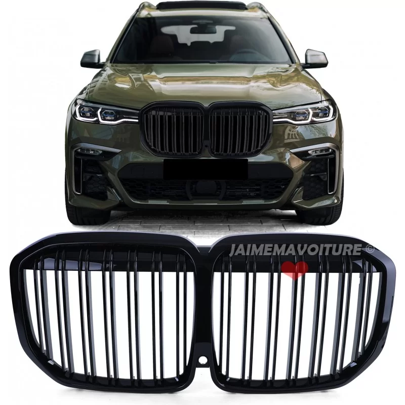 Calandre double barre pour BMW X7 noire vernie look M