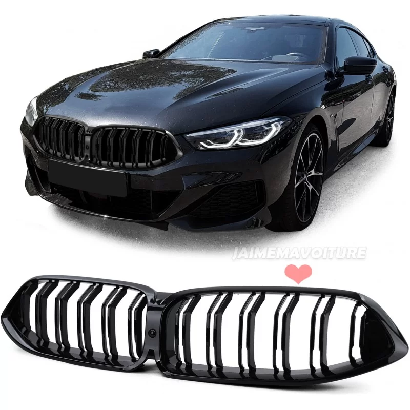 Griglia a doppia barra della BMW Serie 8 in nero con verniciatura M-look Griglia a doppia barra della BMW Serie 8 in nero con verniciatura M-look