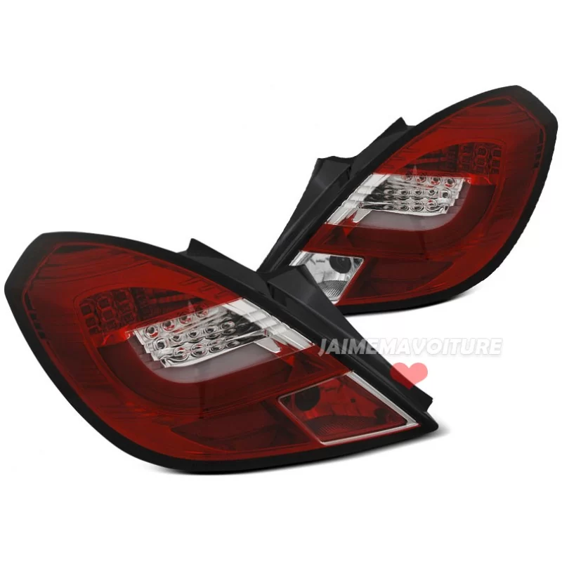 Feux arrières led pour Opel Corsa D 3 Portes - Rouge blanc