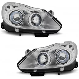 Front lights for Opel Corsa D Black Chrome