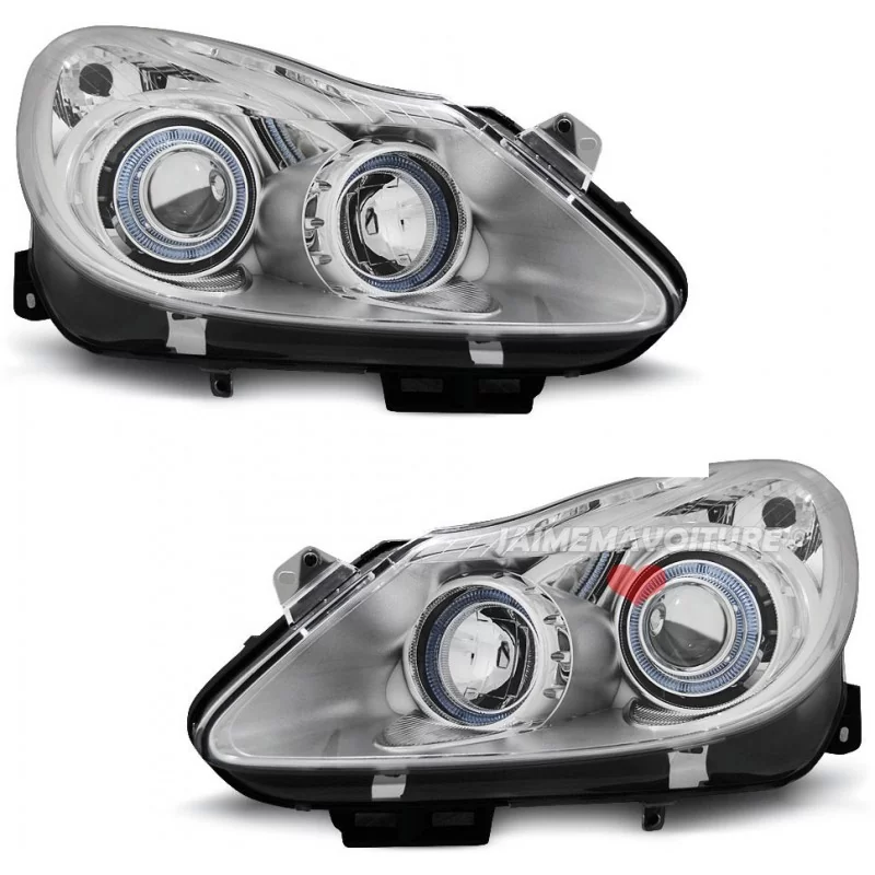 Faros delanteros para Opel Corsa D negro cromo