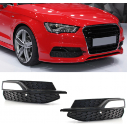 Rejillas para faros antiniebla delanteros negros para AUDI A3 8V de 2014-2016