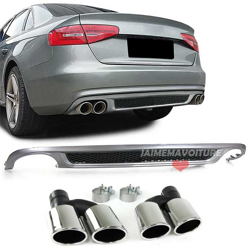 Kit diffusore per Audi A4 B8 2008-2012 look SLINE+ doppio terminale di scarico