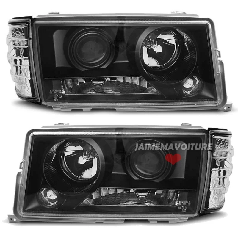 Los frentes + intermitentes de los faros de Mercedes BENZ 190 W201 negro Los frentes + intermitentes de los faros de Mercedes BENZ 190 W201 negro
