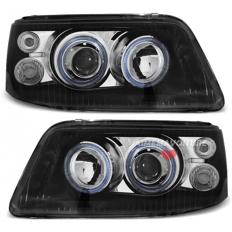 Phares avants tuning angel eyes pour VW T5 Transporter Caravelle Multivan 2003-2009