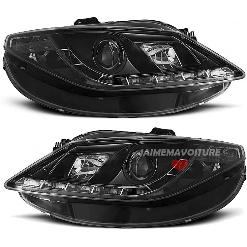 Headlights front leds "Devil eyes" for Seat Ibiza 6J black