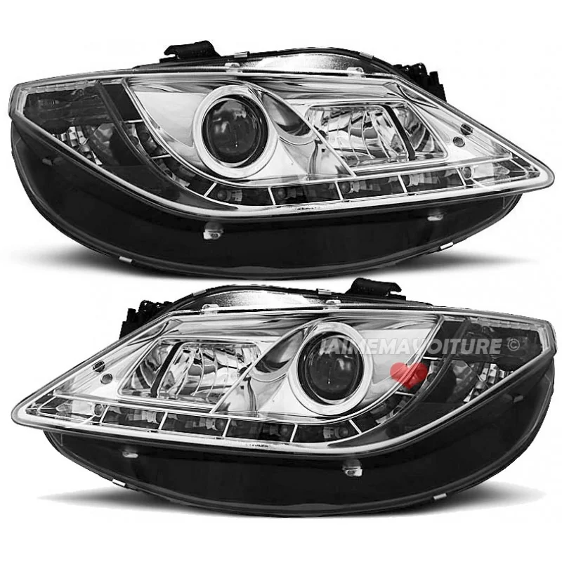 Headlights front leds "Devil eyes" for Seat Ibiza 6J Chrome Headlights front leds "Devil eyes" for Seat Ibiza 6J Chrome