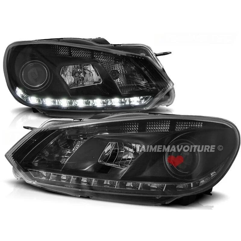 Luces delanteras de leds para Golf 6 negro