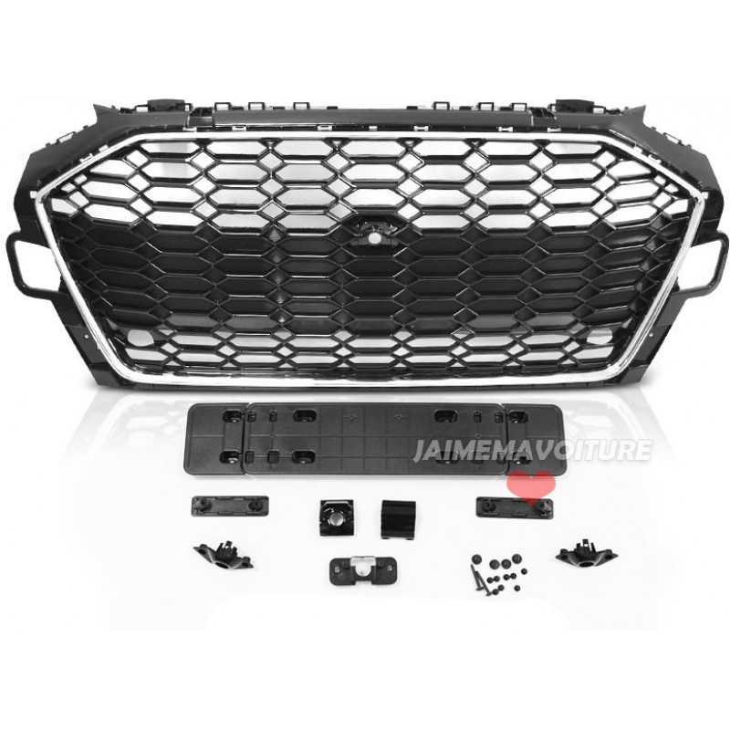 calandre style RS4 noire chrome a4 B9 2019 2020 2021 2022 2023 calandre style RS4 noire chrome a4 B9 2019 2020 2021 2022 2023
