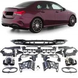 Diffuser kit and end caps for rear bumper AMG look A45 - Sedan