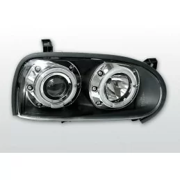 Phares avants noirs Angel eyes pour VW Golf 3 1991-1997