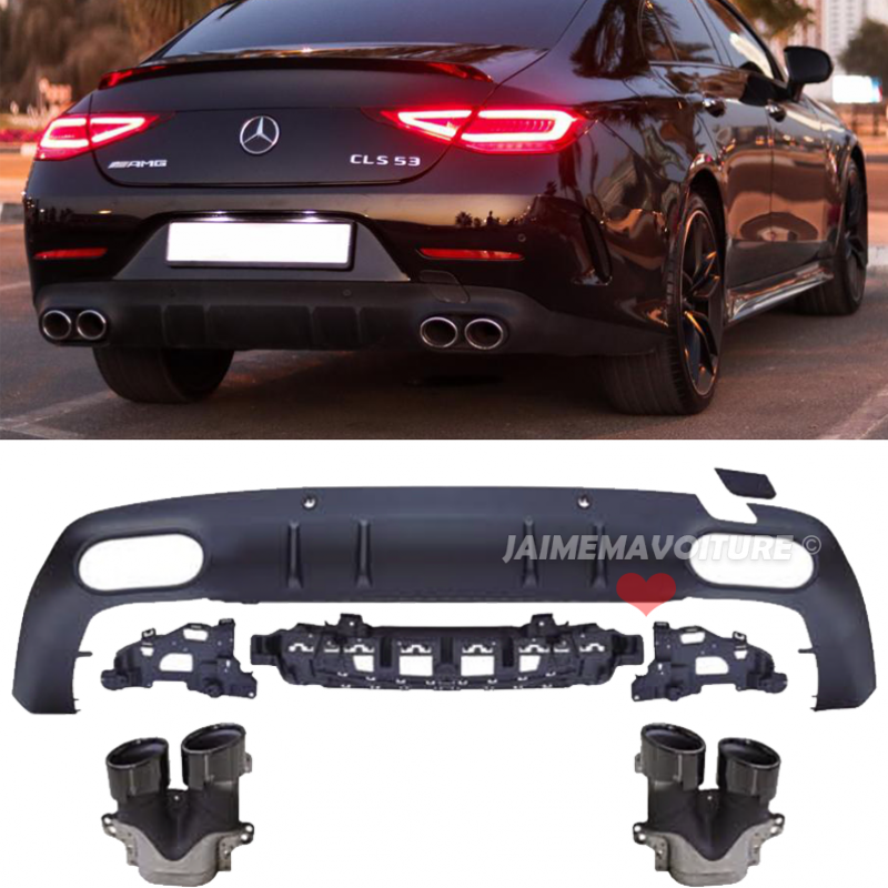 Rear spoiler diffuser Look CLS 53 AMG for CLS C257 black pots