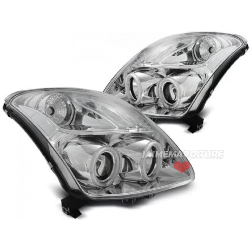 Phares avants Angel eyes pour Suzuki Swift - Chrome