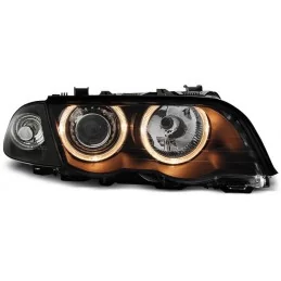 Headlights Angel eyes for BMW E46 98-01 black sedan front