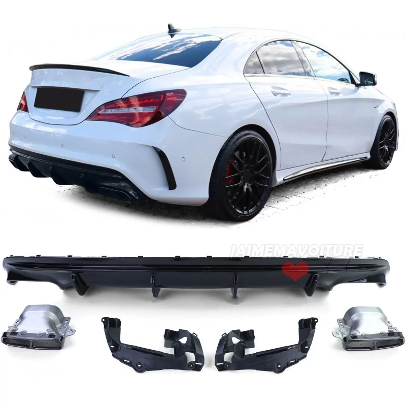 Diffuser kit + BLACK OUTPUTS for Mercedes CLA45 W117 AMG