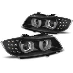 Front headlights angel eyes for BMW E90 + E91 Sonar black