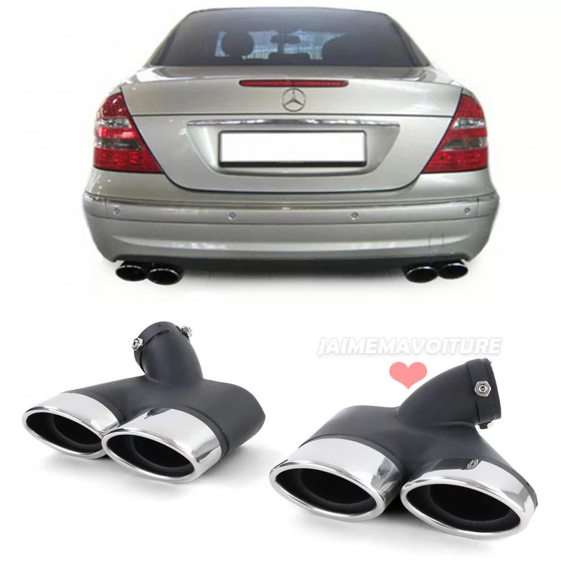 Sorties de pot 2x2 chrome pour Mercedes Classe E W211 (essence) Sorties de pot 2x2 chrome pour Mercedes Classe E W211 (essence)