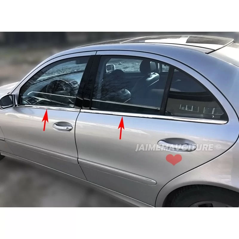 Gliederung der Fenster Chrom Alu 4 Stück Edelstahl MERCEDES W211 E-Klasse Gliederung der Fenster Chrom Alu 4 Stück Edelstahl MERCEDES W211 E-Klasse