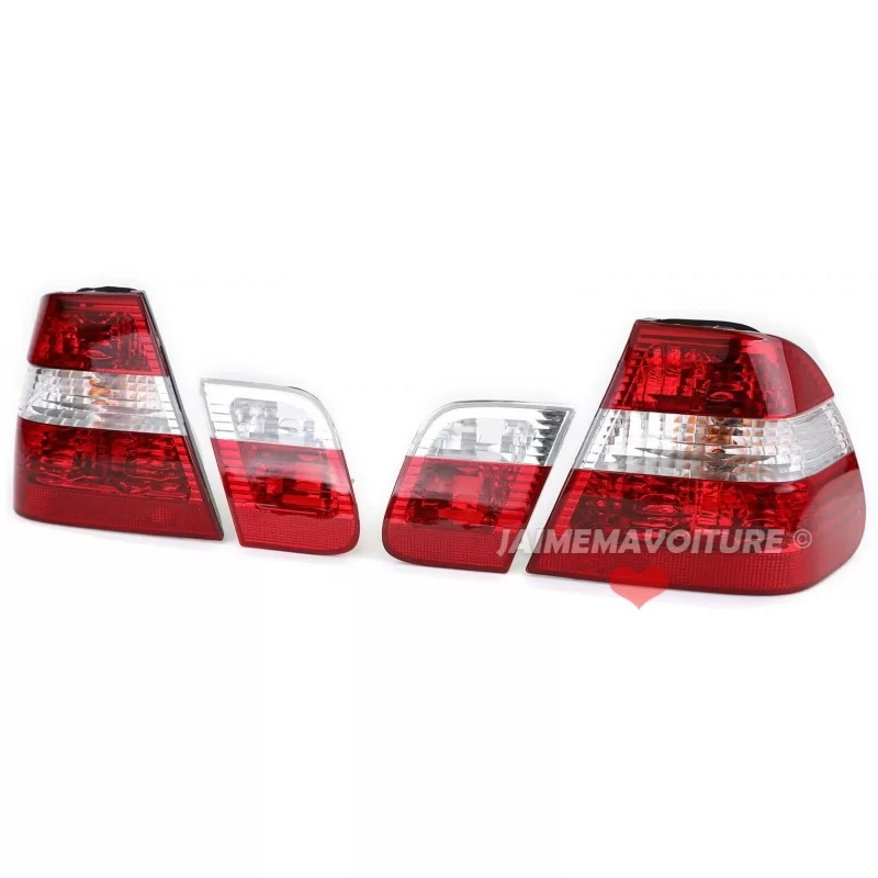 Feux Arrières pour BMW E46 Phase 2 Berline Rouge-Blanc