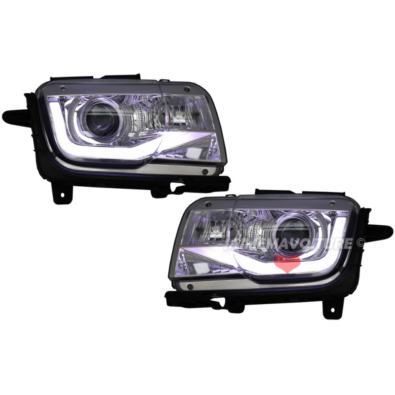 Headlights for CAMARO 2009 - 2013 chrome tube leds