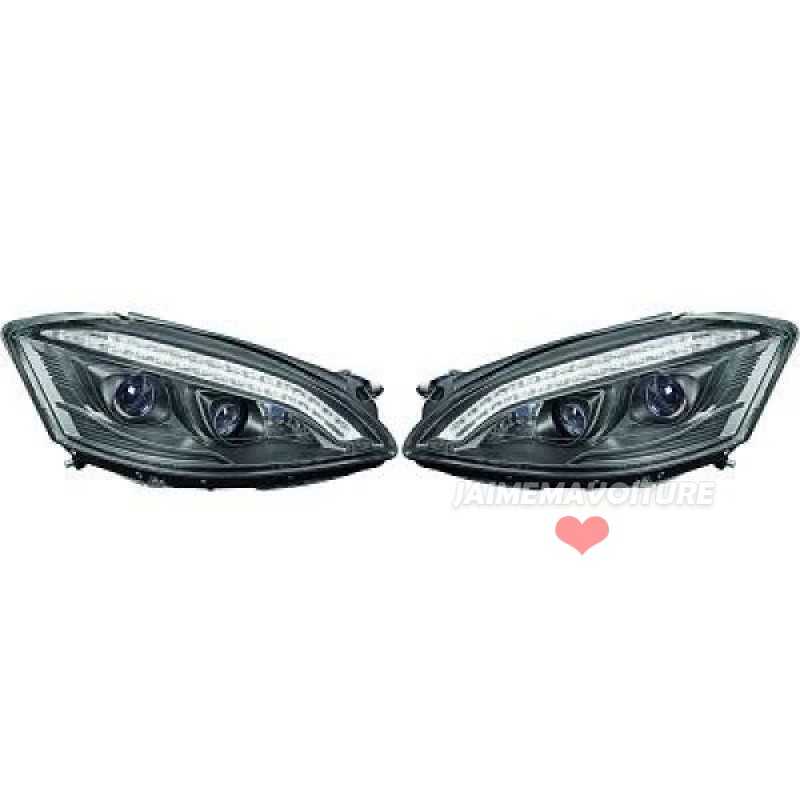 Faros delanteros xenon led para Mercedes Clase S W221 - negro