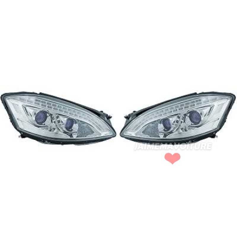 Headlights front xenon led for Mercedes class S W221 - black