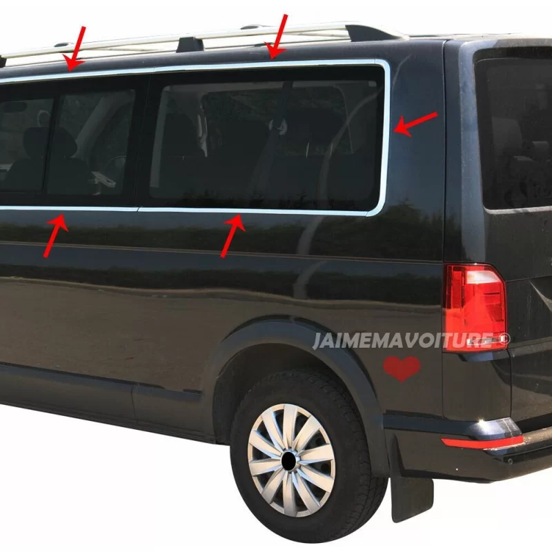 Outline of window chrome alu 14 Pcs stainless steel VW T5 TRANSPORTER