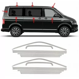 Contour de vitre chrome alu 14 Pcs Inox (Double porte coulissante) VW T5 CARAVELLE