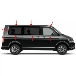 Contour de vitre chrome alu 14 Pcs Inox (Double porte coulissante) VW T5 CARAVELLE