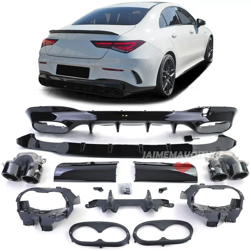 Diffuser kit and tips for rear bumper AMG look A45 - Sedan