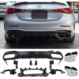 Kit parechoc arrière diffuseur pot échappement look C63 AMG pour Mercedes Classe C 2021-2024